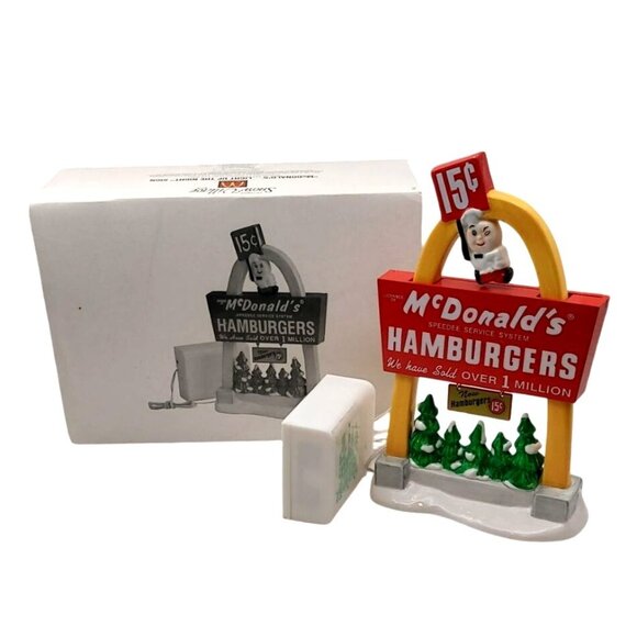 Department 56 Snow Village McDonalds Lights Up The Night Sign 54925 Christmas - Picture 1 of 10
